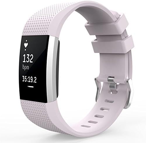 MoKo Fitbit Charge 2 Band, Soft Silicone Adjustable Replacement Sport Strap Band for 2016 Fitbit Charge 2 Heart Rate + Fitness Wristband, Wrist Length 5.70"-8.26" (145mm-210mm), Lavender