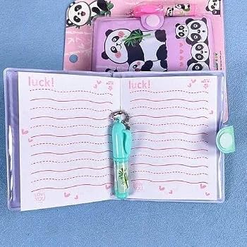 Image of AK-Store Cartoon Pocket Diary with Pen, Writing Notebook for Kids Boys Girls, Cartoon Stationery Set for Students Children Birthday Return Gift (Panda Bear)
