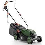 DORTALA Lawn Mower, Corded 14' Electric Push Mower, 3-Position Cutting Height Adjustment, 9.3 Gal Grass Collection Box, 12 AMP Motor, 1500W, Lightweight Walk-Behind Mower for Small Medium Yard (Green)