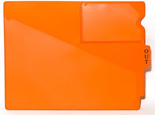OUTGUIDES, Vinyl, Pack of 12, Letter Size, Center TAB, 2 Pocket, 8 Colors, A Dozen OUTGUIDES. (Orange)