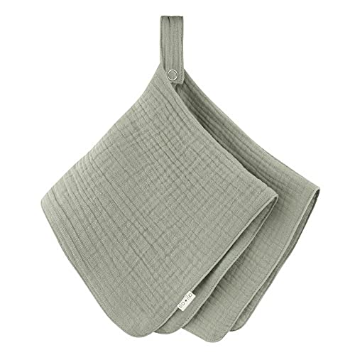 Image of Ali+Oli Security Blanket for Baby (Sage) Pacifier Blanket Holder Made with Soft Muslin Cotton, Cuddle Blanket with Lead-Free Button Snap Closure, Pacifier Holder, Baby Blankets (15"x15")