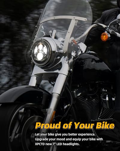Image of XPCTD 7 Inch LED Light With Mounting Bracket For Touring Street Glide Road King Ultra Classic Electra Glide Fat Boy Tri Cvo Heritage Softail Slim-Black