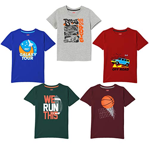 Image of ARIEL Boy's Regular Fit T-shirts (Pack of 5)