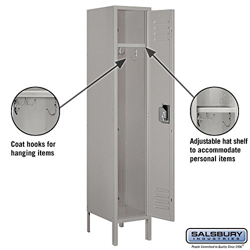 Salsbury Industries 61155Gy-U Single Tier 12-Inch Wide 5-Feet High 15-Inch Deep Unassembled Standard Metal Locker, Gray #TOP2