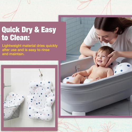Image of Safe-O-Kid Baby Bath Support | Soft Anti-Slip Quick Dry with Safety Straps | Foldable Bath Seat Support for Newborns & Infants (0-3 Years) - White