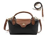 Long Keeper Women's Mini Crossbody Tote Bag with Zip PU Leather Small Tote for Women Ladies Top Handle Hobo Purse Small Handbags Shoulder Bags (Black)