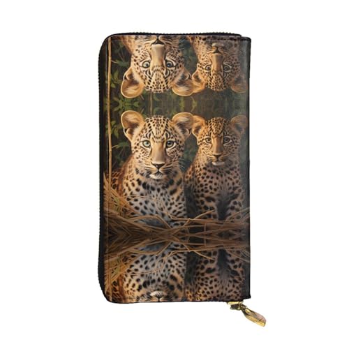 Portefeuille en cuir imprimé léopards, accessoire de voyage chic