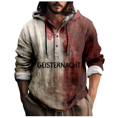 Image of Generisch Male Printed Halloween Theme Casual Crew Neck Blood Spot Pattern Plus Size Shirt Print Solid Color Hoodie, black, M