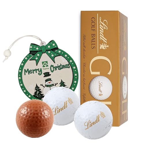Lindt Chocolates Golf Balls for Mens Gifts - Smooth Hazelnut Filling Golf Balls 110g Chocolates Gift Box with Topline Tree Ornament. Great Christmas Gifts for Women, Stocking Fillers or Birthday Gifts
