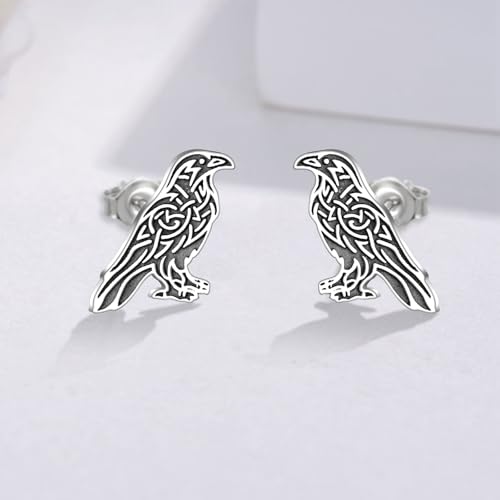 Raven Earrings 925 Sterling Silver Crow Earrings Stud Norse Raven Jewelry Gifts for Women Men2