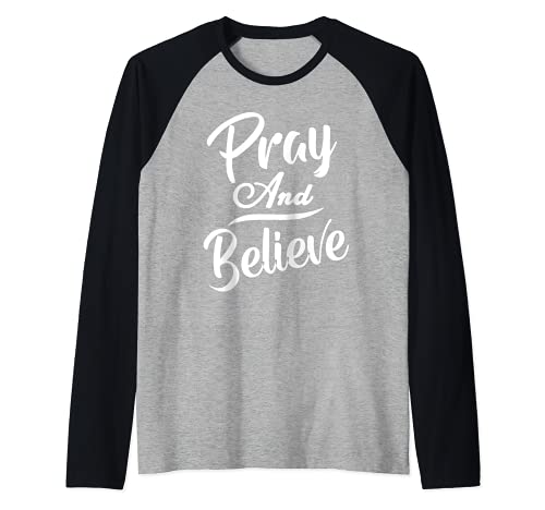Pray And Believe Raglan Baseball Tee, Black