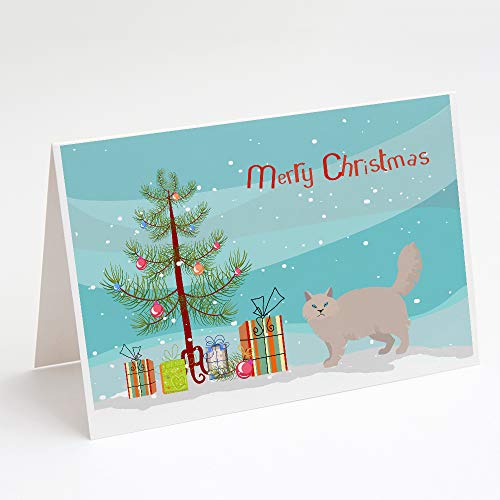 Caroline's Treasures CK4715GCA7P Siberian Forest #2 Cat Merry Christmas Greeting Cards and Envelopes Pack of 8 Blank Cards with Envelopes Whimsical A7 Size 5x7 Blank Note Cards
