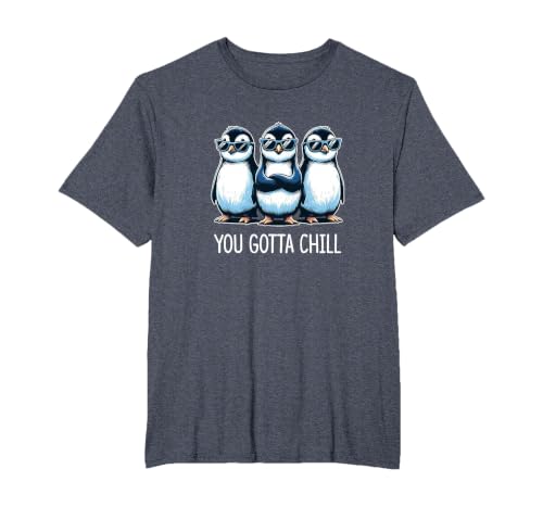 You Gotta Chill - Cool Penguins - T-Shirt, Men's Big and Tall, Heather Blue, 2X Tall