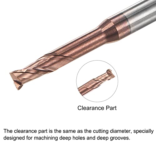 Image of uxcell Square Nose End Mill, 3mm Solid Carbide AlTiSin Coated Long Reach CNC Router Bits 2 Flutes Milling Cutter with Extended Neck, 16mm Cutting Length 4mm Shank