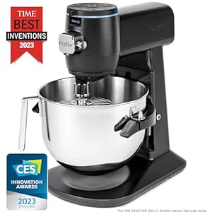 GE Profile Smart Stand Mixer Built In Smart Scale Auto Sense Technology 7qt Stainless Steel Bowl 11 Speed Includes Dough Hook Beater 11 Wire Whip WiFi and Smart Connected Carbon Black