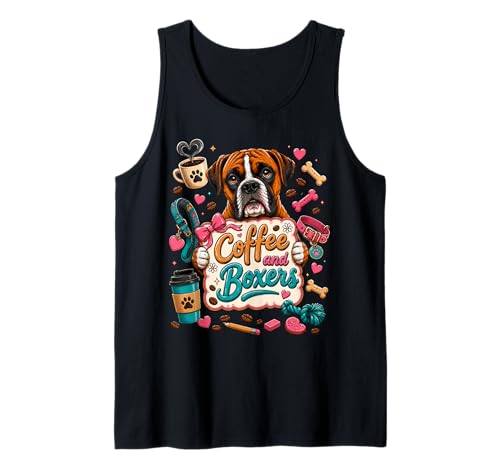 Coffee and Boxer - Funny Dog Owner Coffee Lover Tank Top