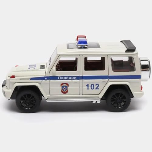 Image of 132 Scale G Wagon Police Toy Car Diecast Metal Car Light Sound Pullback Openable Door, Multicolor