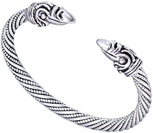 kkjoy Viking Bracelet for Men Metal Animal Head Screw Teen Cuff Bangle Norse Biker Amulet Nordic Pirates Arm Ring Wristband Jewellery