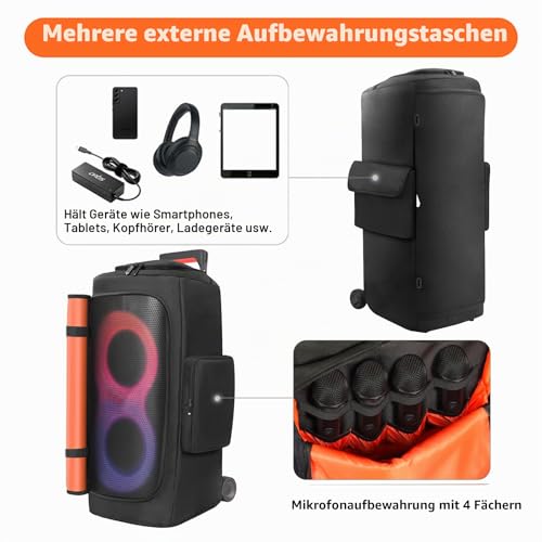 EUGOOCX Lautsprecher-Staubschutz, kompatibel mit JBL PartyBox 310 / PartyBox Stage 320, tragbarer Lautsprecher, Schutzhülle, Reisetasche mit Taschen für Zubehör