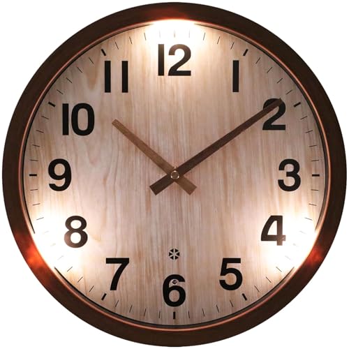 LOMANDA Night Light Wall Clock, 12Inch Silent Large Display Luminous Wall Clock, Battery Operated Wall Clock for Bedroom, Living Room, Kitchen, Office