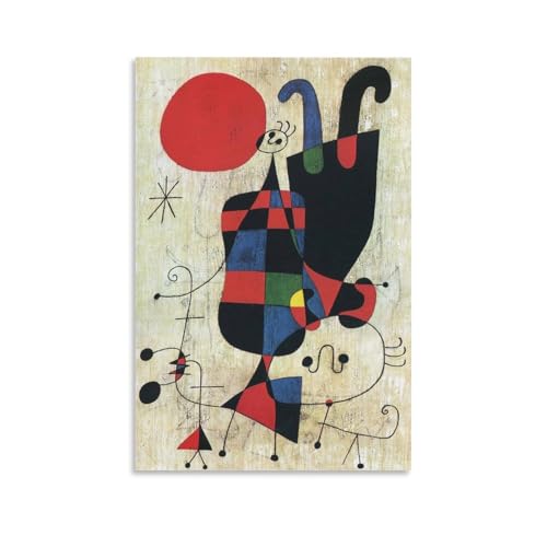 Toile Joan Miró chien et soleil frais 40 x 60 cm salon moderne