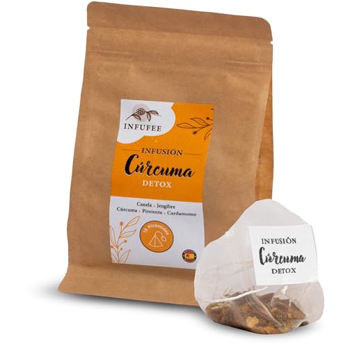 Infusion Détox Curcuma Gingembre - 15 Sachets Pyramide Individuels 100% Naturels, Tisane Purifiante et Digestive Sans Théine, Thé Détox Naturel Bien-Être & Minceur
