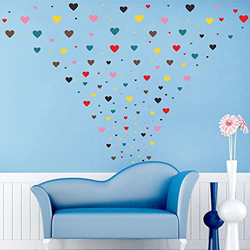 Anfrjji Heart Wall Decals In 6 Mix Colors, 222 Removable Pvc Heart Stickers For Kids And Baby Room Decor, Nordic Style Wall Art Jwh156 (Brown+Teal+Lighe Yellow+Soft Pink+Red+Black) #TOP4