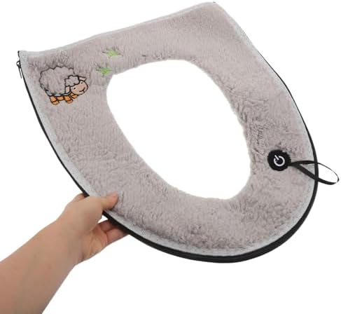 VICASKY Thick Plush Toilet Seat Cover Pad with Handle and Zipper Soft Reusable Bathroom Cushion for Toilet Seats Universal Fit Easy Maintenance for Winter Use - 3