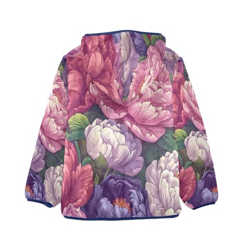 Colors Floral Pattern Toddler Fleece Jacket Girl Boys Hooded Fleece Jacket Coat Warm Outwear Zip-up 3-10T2