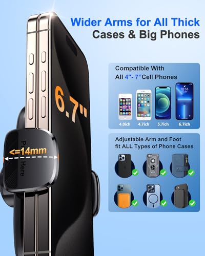 Car Phone Holder[Military-Grade 360&deg;Suction Cup]Phone Holders for Your Car Universal Accessories Air Vent Dashboard Windshield Phone Mount Automotive Cradles Fit for Dash Mounting Kits iPhone