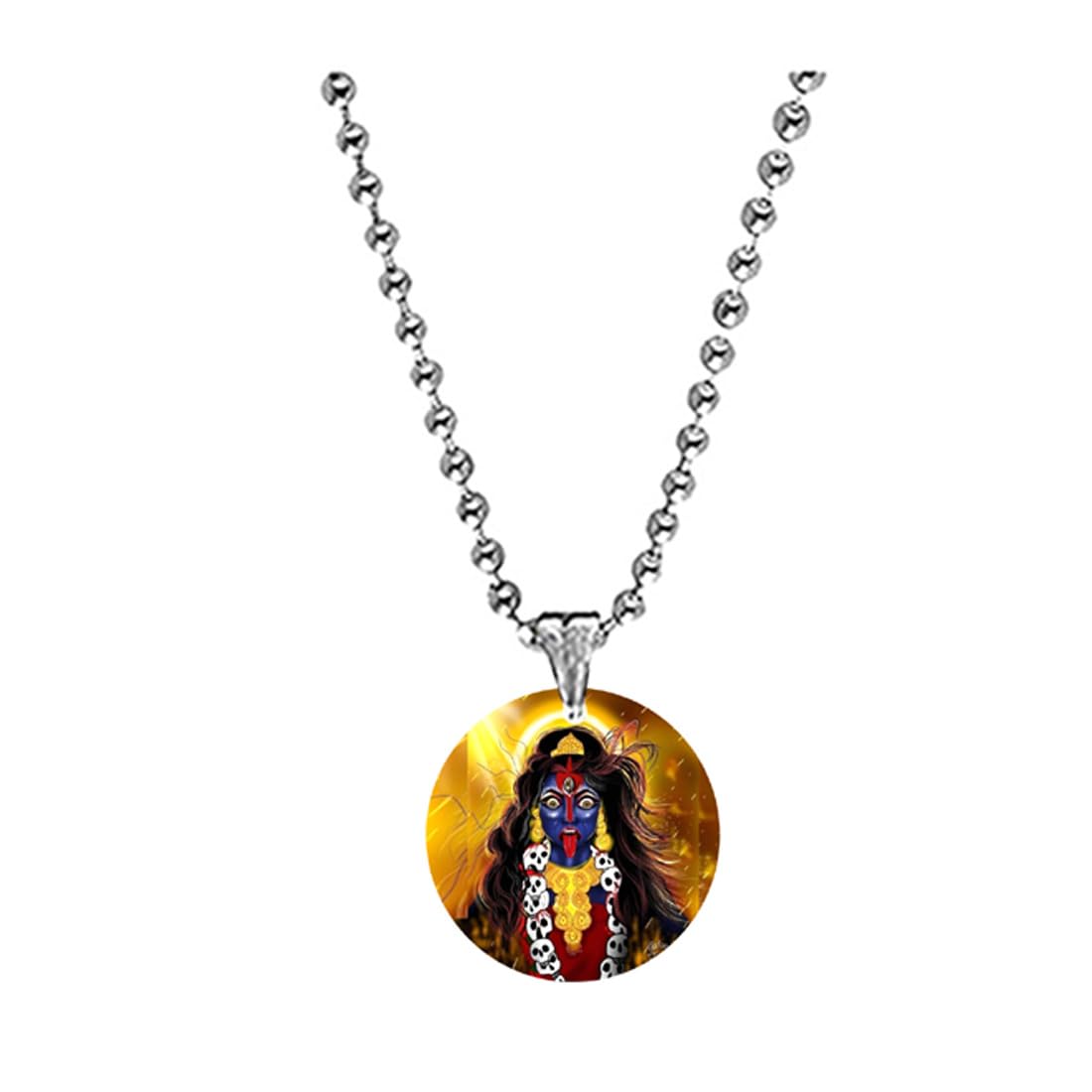 Maa Kali Rudra Swaroop Acrylic Pendant with Bead Chain for Men Women, Religious Kali Mata Photo Pendant, Spiritual Jewelry Gift for Prayer, Temple & Festivals-image-26