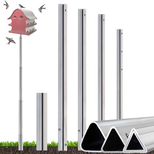 15FT Triangular Purple Martin House Pole Only Compatible with S&K Purple Martin Houses (12 & 16 Rooms) House Not Included Not for Wooden Birdhouses Heavy-Duty Aluminum Wind-ResistantEasy install