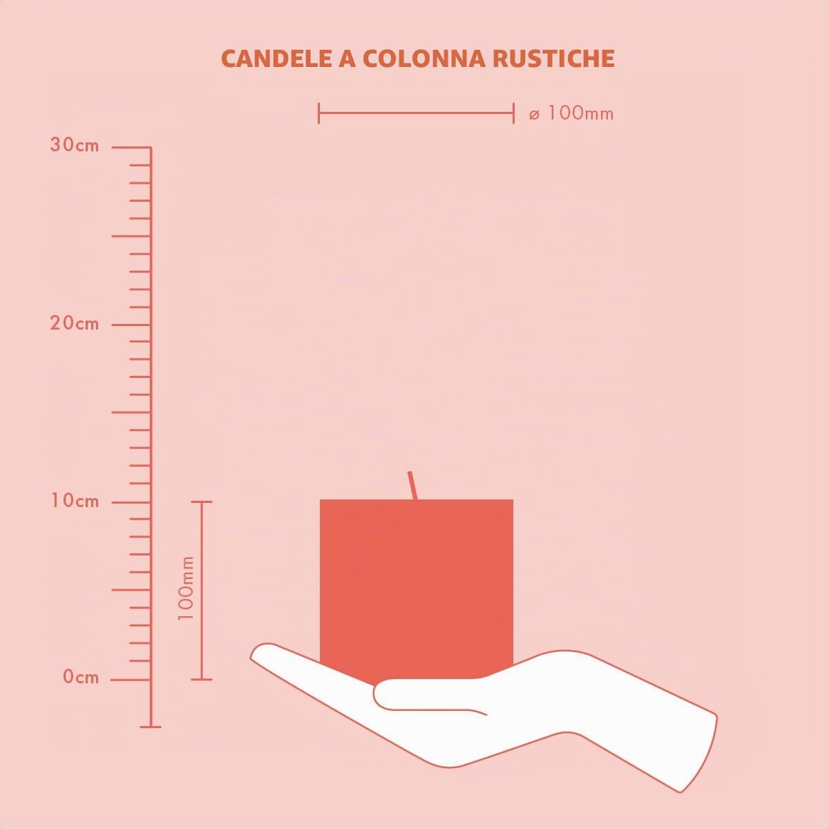 Bolsius Rustik - Candela a pilastro XXL - colore rosso - set da 3 pezzi - lunghezza 62 ore - non profumata - senza olio di palma - extra large - 10 x 10 cm