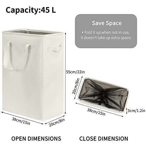 Chrislley 45L Slim Laundry Hamper With Wheels Narrow Rolling Laundry Basket Narrow Laundry Basket With Handle(Beige) #TOP2