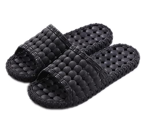 [VWONST] レデイースメンズ浴室スリッパ、バスルーム風呂シャワースリッパ、男女兼用室内外スリッパ、通年適用サンダル、ＰＶＣ素材ソフト穴あきソール、軽量静音滑り止め、水はけ抗菌防臭通気、厚底耐損耗性優れ、多用途疲れ難い、カラフル9色選択 (ブラック（フリーサイズ、42-43）)