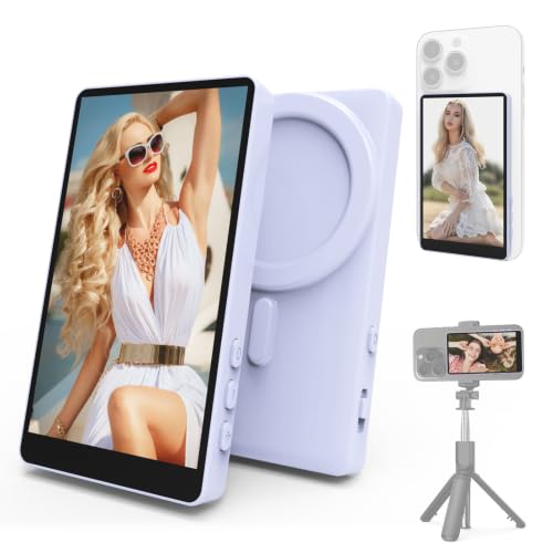 Image of Vamvo Selfie Monitor Screen, Vlog Magnetic with Remote Control, Rechargeable Bluetooth Speaker with 2 Wireless Microphone, for Content Creator, Live Stream & TikTok (Purple)