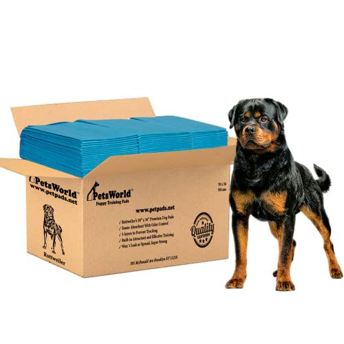 PetsWorld Extra Large Potty Pads for Dogs, Odor Eliminating 30" x 36", 50 Count Pee Pads for Pets, Gigantic XL Dog Pads, 5 Layer Ultra Absorbent Technology, Leak Proof Training Pads for Dogs & Cats