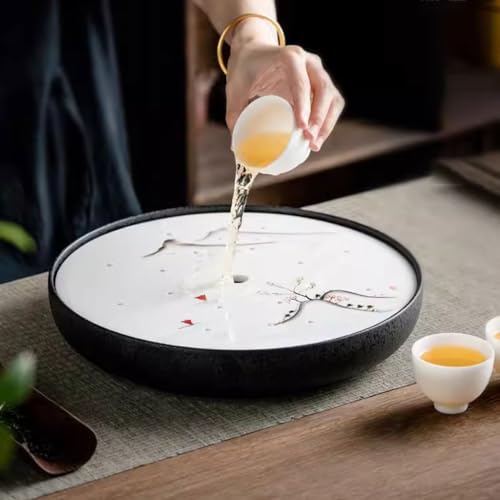 Taca Na Herbatę Kung Fu Do Domu, Salonu, Okrągła, Ręcznie Malowana, Ceramiczna, Taca Na Herbatę, Zestaw Do Herbaty W Biurze, Stolik Do Przechowywania Wody, Taca Do Pokoju Herb