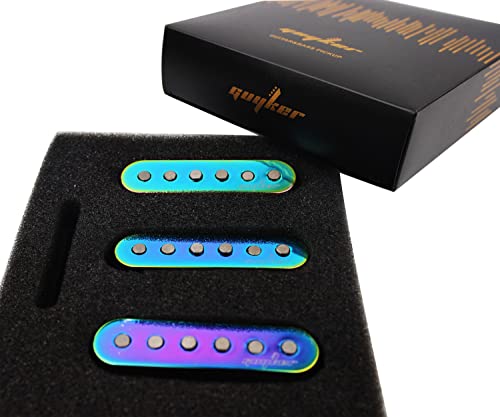 Guyker Alnico Single Coil Guitar Pickups, Electric Guitar Neck/Middle/Bridge Pickups Compatible With Stratocaster Strat St Guitar, Chameleon Rainbow #TOP2