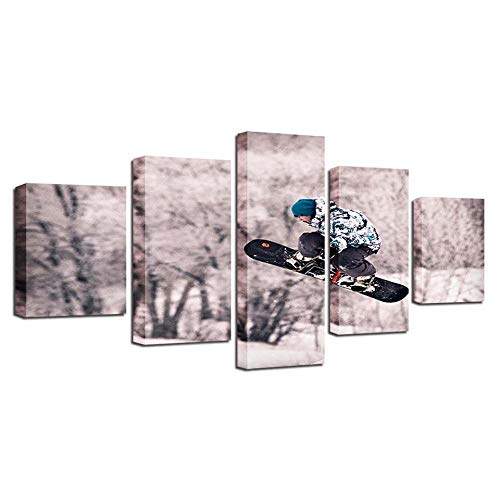 Impression sur toile snowboard 5 pièces idée cadeau originale pour passionné