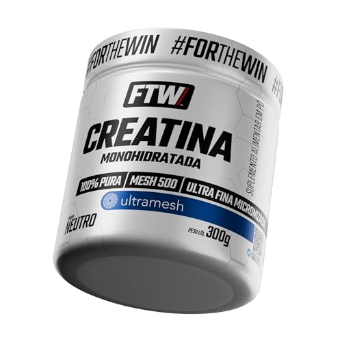 FTW Creatina Monohidratada Ultramesh® Micronizada em Pó, Suplemento Alimentar com Alta Dissolução, Pura e Sem Glúten – Pote 300g