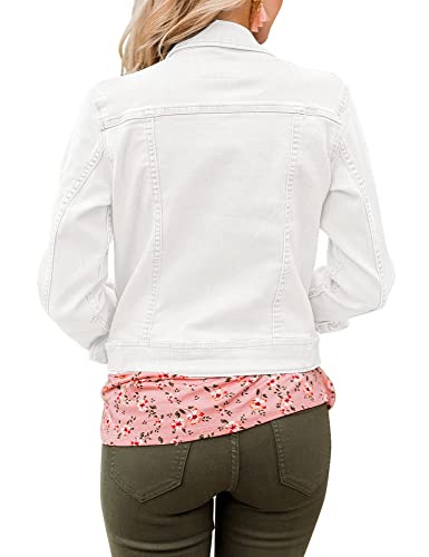 GRAPENT Women's Basic Button Down Long Sleeve Stretchy Jean Trucker Denim Jacket - Image 3