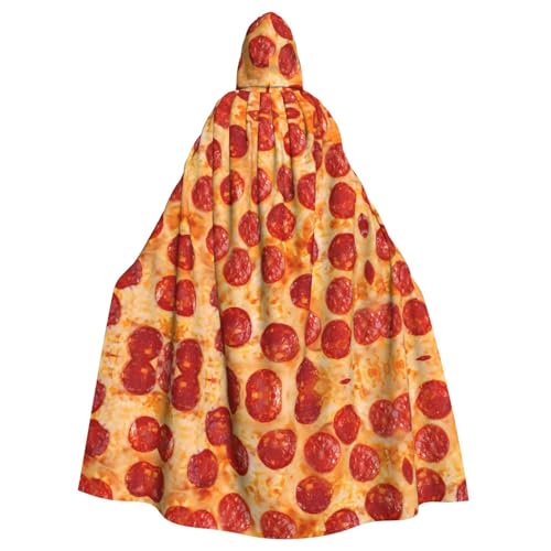 Capa con capucha para Halloween de pizza 3D comoda y holgada para adultos sin cierres