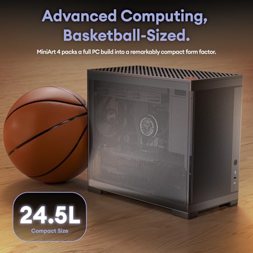 Image of Okinos MiniArt 4 Micro ATX PC case, 2x120mm Reverse 3 Pin Fans & 1x120mm 3 Pin Fan Pre-Installed, 240mm Radiator Support, Compact MATX Case, Front Mounted PSU, MiniArt Series Black