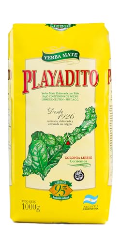 Playadito Yerba Mate Tradicional Hojas y Palos 1 Kg, Pack 1, Infusión Argentina de Colonia Liebig Corrientes, Mate Argentino Suave para Compartir en Familia y entre Amigos