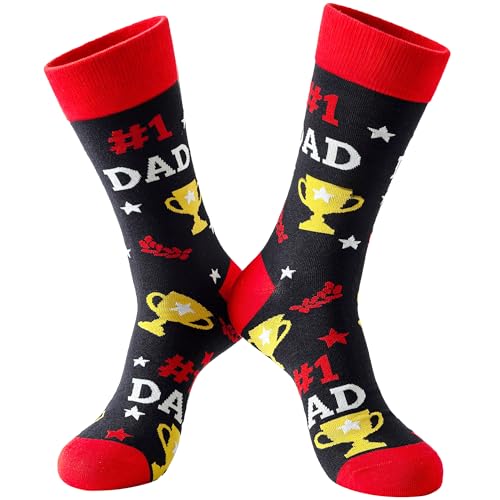 Funny Dad Socks Gift for Father’s Day, Best Dad Ever Novelty Mens Dress Socks, Seamless Cotton...
