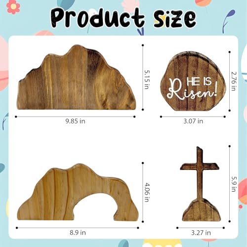 Lukinuo Osterszene Holz Osterkrippe Ostern Auferstehungsszene Auferstehung Holzdekoration Kreuz Auferstehungsszene Dekor Jesus Krippe Szene Dekorationen Hölzerne Osterszenen leeres Grab Ostern Szene