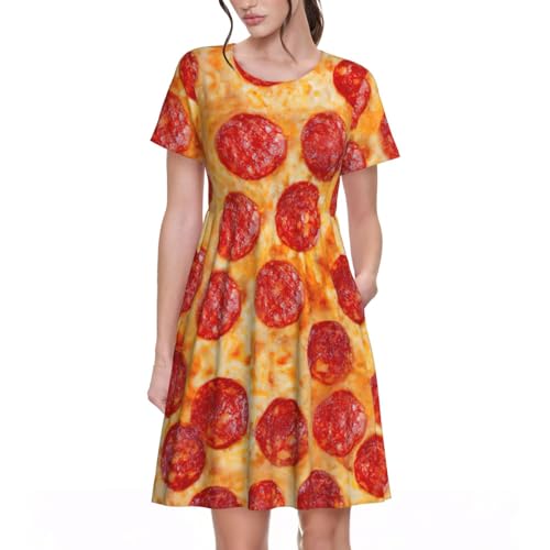 Robe d'été décontractée manches courtes femme avec poches voyage