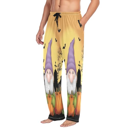 Qilmy Halloween Gnome Men's Cotton Pajama Pants, Lightweight Lounge Sleepwear with Drawstring and Pocket4