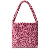KALIDI Plüsch Handtasche mit Reißverschluss Niedlich Flauschige Crossbody Bag Damen Schultertasche für Uni Mädchen, Rosa